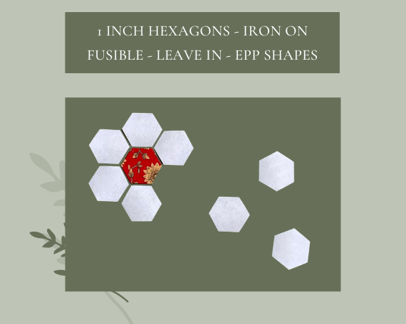 100 pcs. 1 inch English Paper Piecing Hexagons - Iron On Fusible Leave Ins